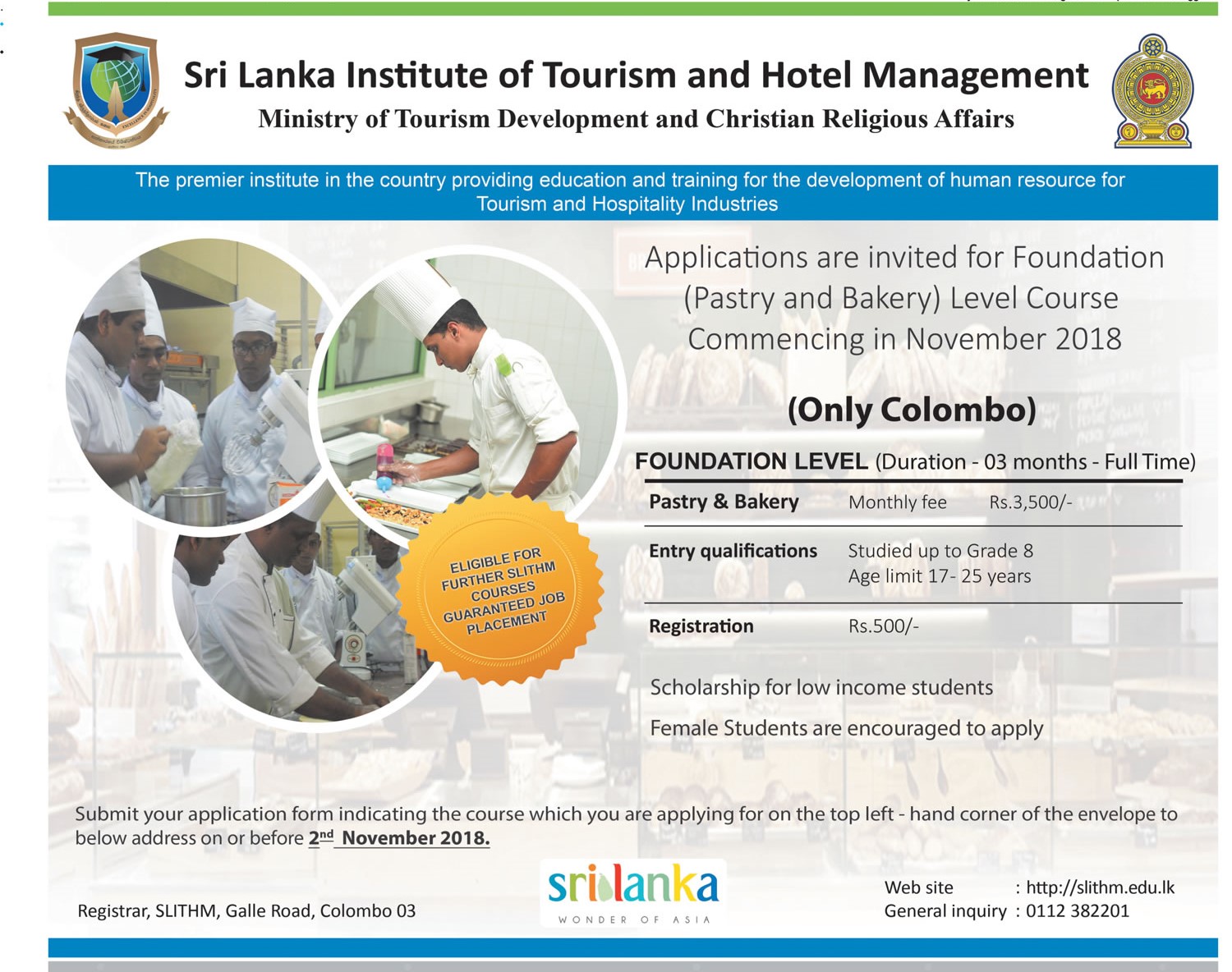 Foundation Level Course (Pastry & Bakery) - Sri Lanka Institute of Tourism & Hotel Management